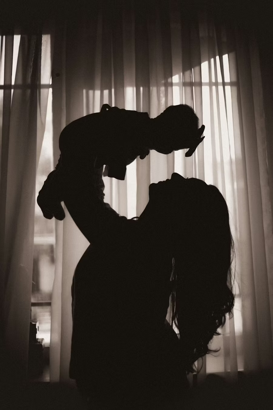 Mother and baby silhouette